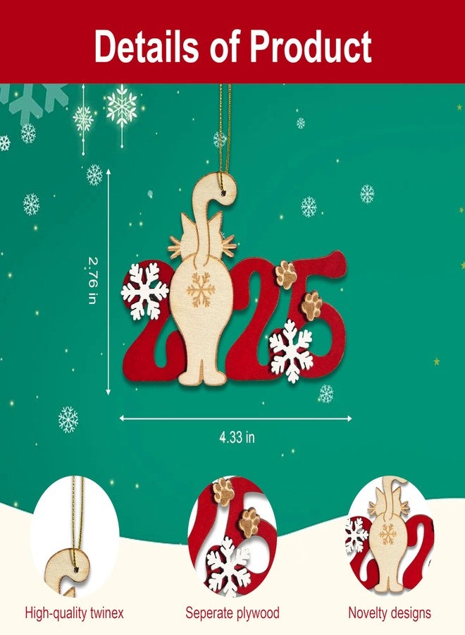 Chambom Funny Christmas Ornaments 2025 - White Elephant Gifts for Adults, Unique Wooden Christmas Tree Hanging Ornament, Cute Cat Ornaments for Cat Lover, Stocking Stuffers Christmas Party Decorations - Image 3